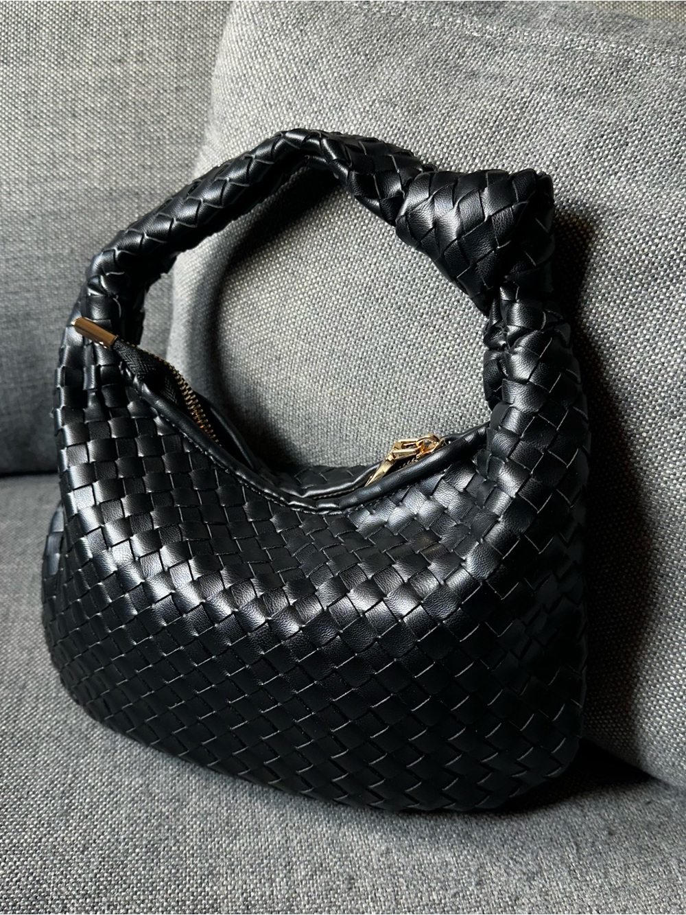 Melie Bianco Black Woven Hobo Bag